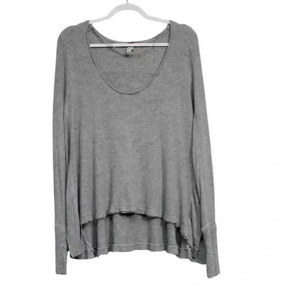 We The Free Sweater Size Medium Waffle Knit Boxy Oversized Distressed Stretch - Picture 1 of 10